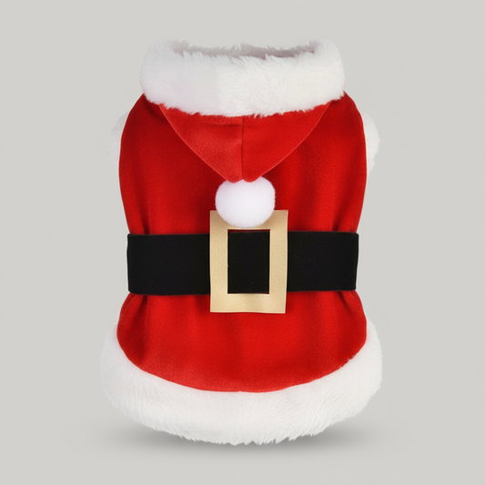小型犬用サンタクリスマスコスチューム|冬用あったかフード付きコート(犬・猫)