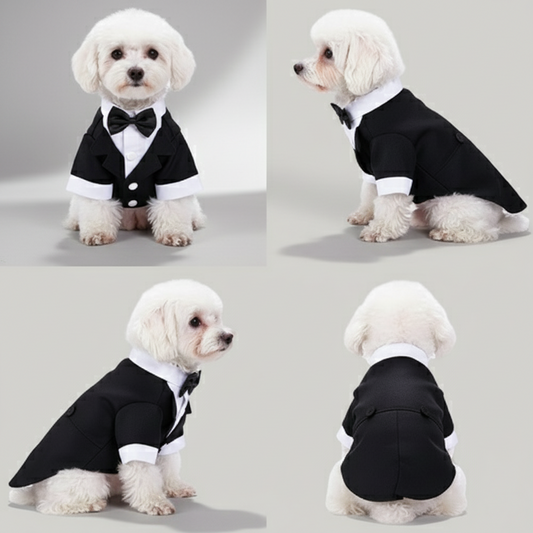ドッグタキシード｜小型犬フォーマルスーツ（ウェディング・パーティー・記念日用ボウタイ付き）