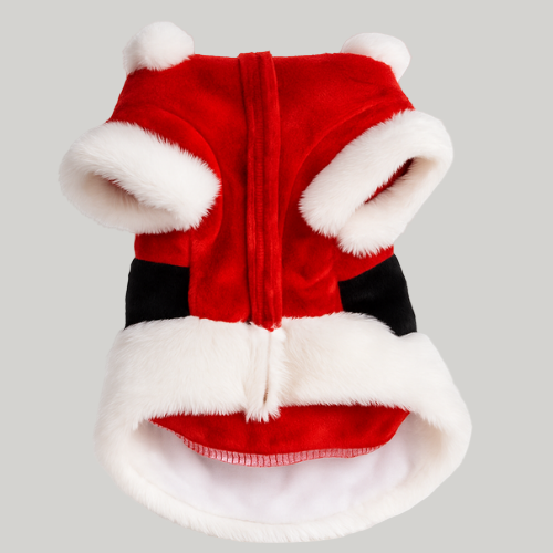 小型犬用サンタクリスマスコスチューム｜冬用あったかフード付きコート（犬・猫）
