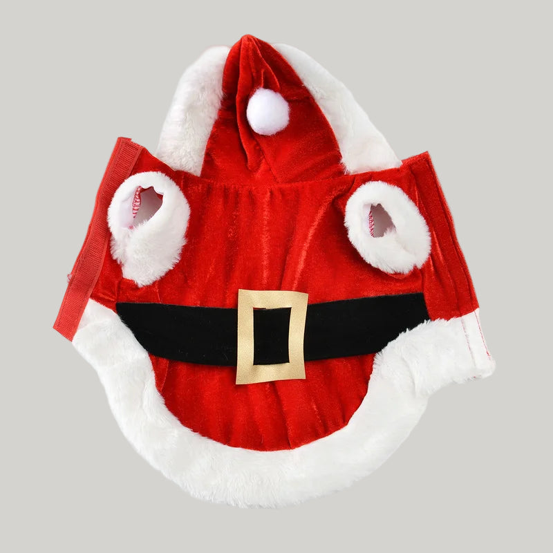 小型犬用サンタクリスマスコスチューム｜冬用あったかフード付きコート（犬・猫）