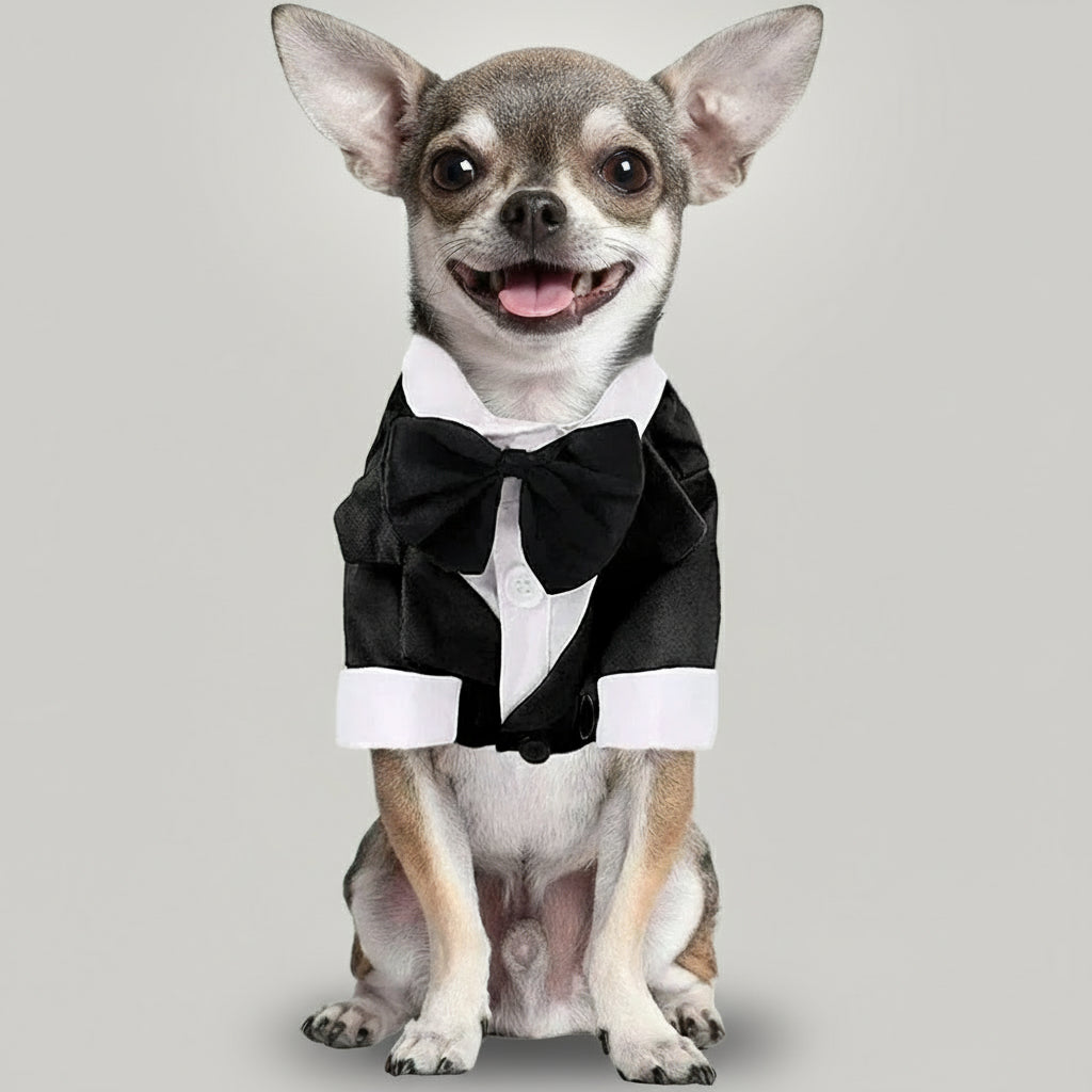 Dog Tuxedo — Formal Suit for Small Dogs (with Bow Tie)